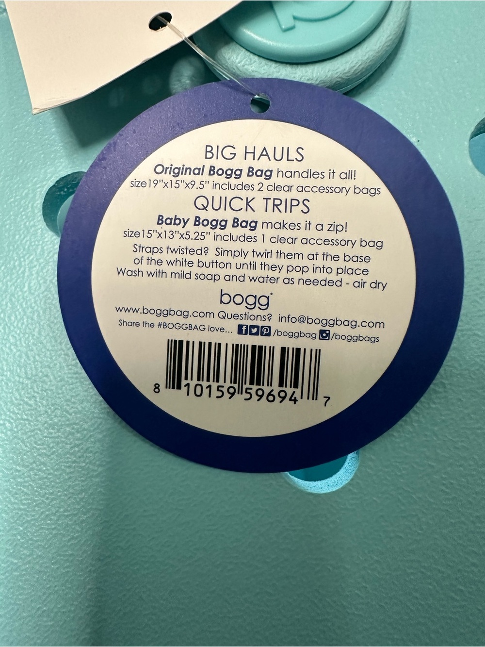 Bogg Original Bogg Bag XL Large Tote Beach Pool Bag Blue NWT - Picture 9 of 9
